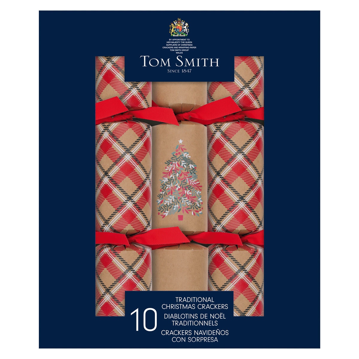 Tom Smith 12.5 Inch (32 cm) Luxury Christmas Crackers 10 Pack, Assortment of 3