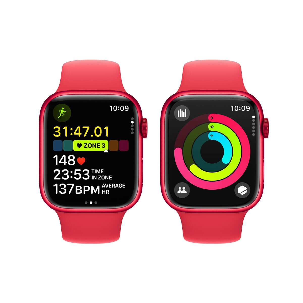 Apple Watch Series 9 GPS, 45mm Product(Red) Aluminium Case with Product(Red) Sport Band S/M, MRXJ3QA/A