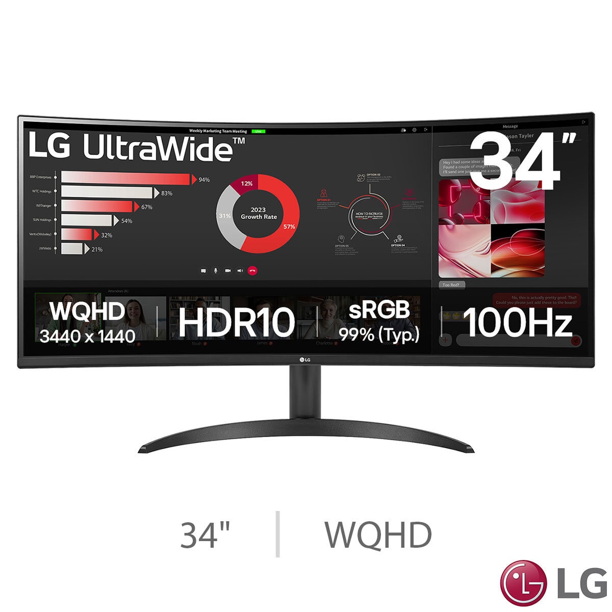 34 Inch WQHD 100Hz VA UltraWide Monitor, 34WR50QK-B