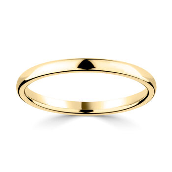 2.0mm Classic Court Wedding Ring, 18ct Yellow Gold
