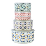 Signature Assorted Stoneware Bowls with Lids, 4 Pack