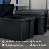 Wham Bam 62 Litre Recycled Heavy Duty Plastic Storage Box & Lid in Black - 3 Pack