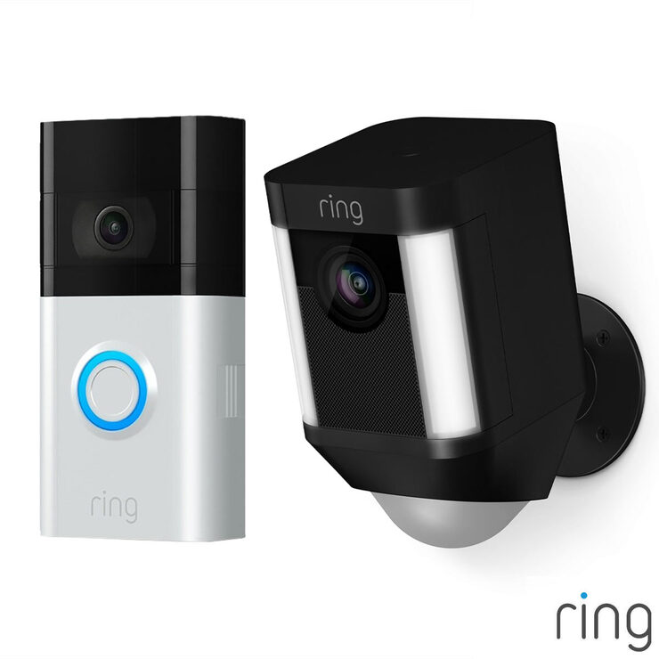 Ring Video Doorbell 3 with Ring Battery Spotlight Cam in Black | Costco UK