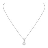 8.5-9mm Cultured Freshwater White Pearl Pendant, 18ct White Gold