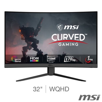 MSI G32CQ4 E2 32 inch WQHD 165Hz VA Curved Gaming Monitor, 9S6-3DB51T-035