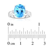 Oval Cut Blue Topaz & 0.05ctw Diamond Ring, 14ct White Gold