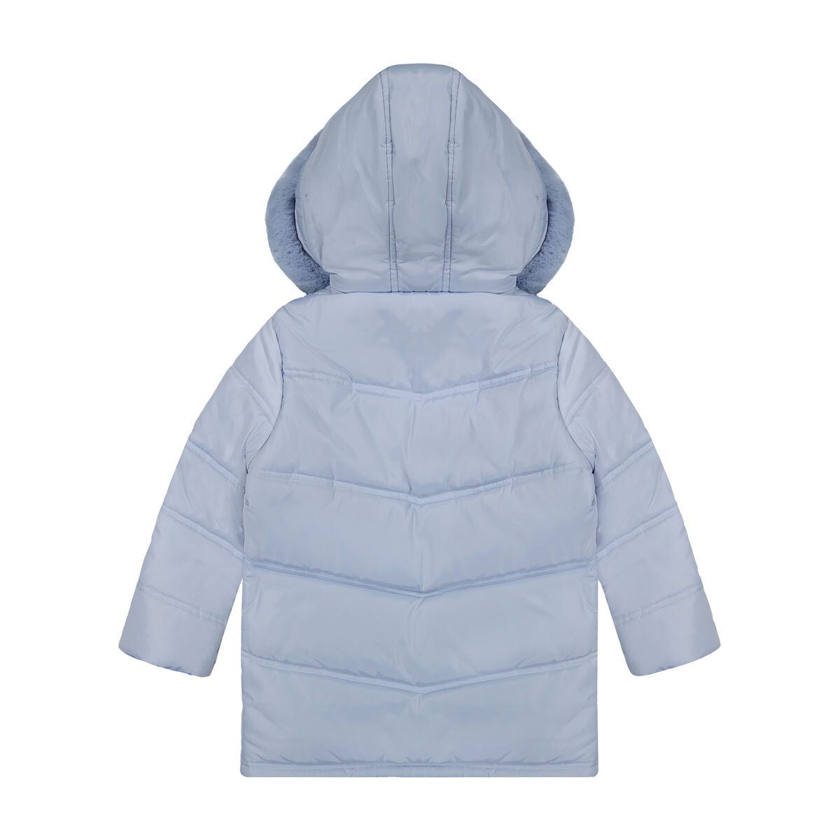 Andy & Evan Boys & Girls Back to School Quilted Parka in Blue with Faux Fur Hood