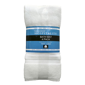 Grandeur 100% Cotton Hospitality Bath Mat, 4 Pack