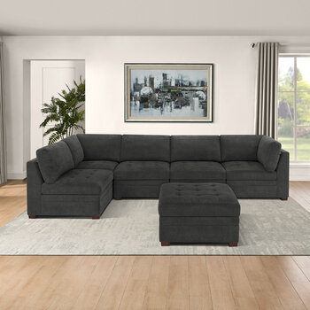 Thomasville Tisdale Dark Grey 6 Piece Modular Fabric Sofa