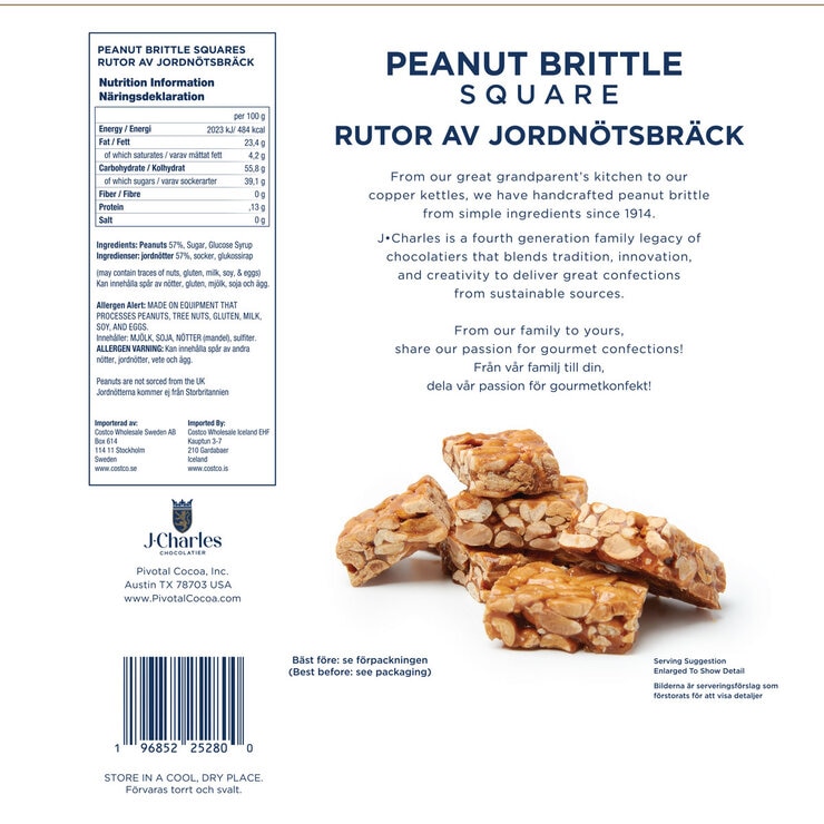 J.Charles Peanut Brittle Squares, 800g J.Charles Peanut Brittle Squares, 800g