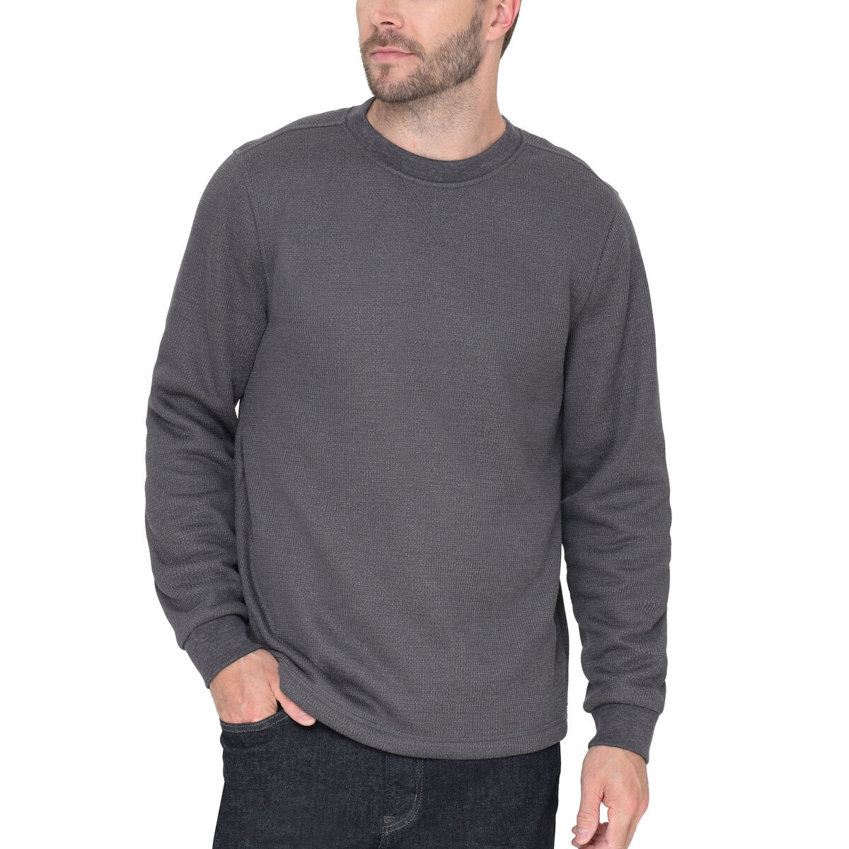 BC Clothing Mens Waffle Knit Sweatshirt in Charcoal Grey