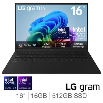 LG gram, Intel Core Ultra 7, 16GB RAM, 512GB SSD, 16 Inch Laptop, 16Z90TL-G.AU75A1 LG gram, Intel Core Ultra 7, 16GB RAM, 512GB SSD, 16 Inch Laptop, 16Z90TL-G.AU75A1