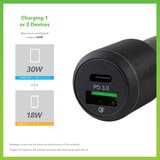 Buy Veld Super Fast in Car Charger USB Port & USB Type C with Super Fast Cable (Type C to Lightning) 1M at Costco.co.uk