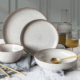 Over & Back Stoneware Dinnerware Set, 16 Piece