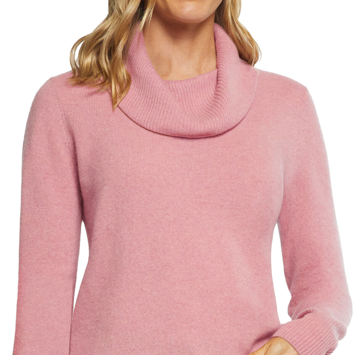 Matty M Cashmere Cowl Neck Sweater in Pink