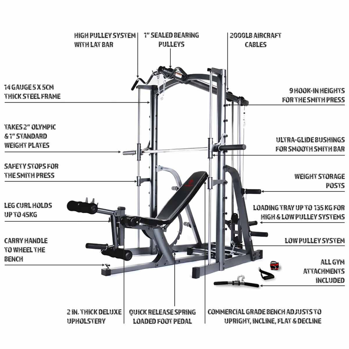 Marcy MWB-1282 Platinum Smith Machine with Weight Bench