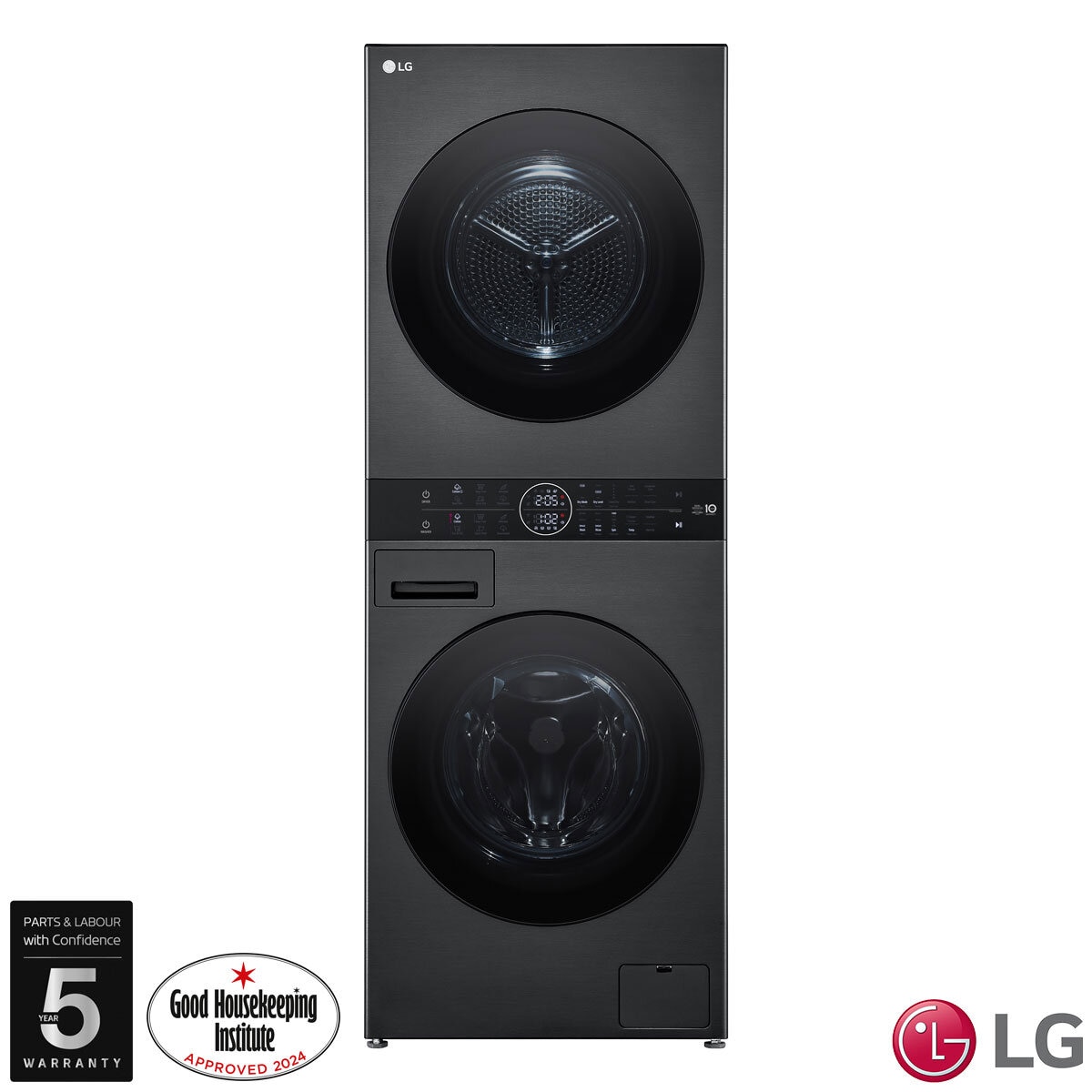 LG WT1210BBTN1, 12kg/10kg, 1400rpm, Washer Tower Rated in A/A+++ in Black Steel