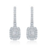 1.50ctw Round Brilliant & Baguette Cut Diamond Earrings, 14ct White Gold