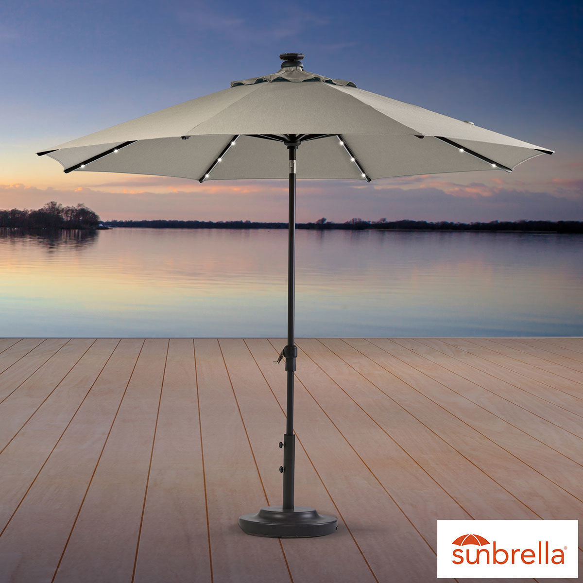 Activa Proshade 10ft 3 05m Aluminium Market 40 Led Umbrella In Pebble Costco Uk