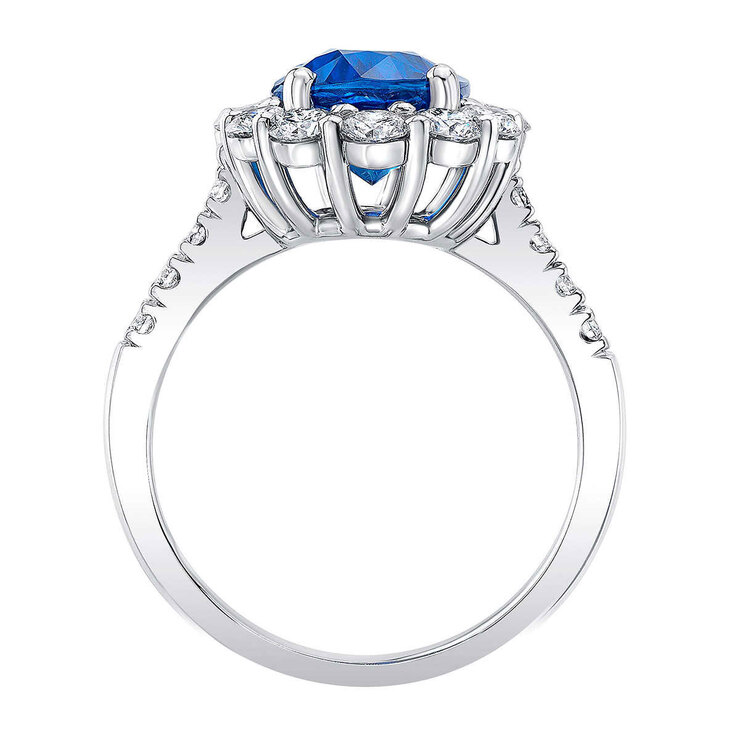 Oval Cut Blue Sapphire & 1.57ctw Diamond Ring, Platinum | Costco UK