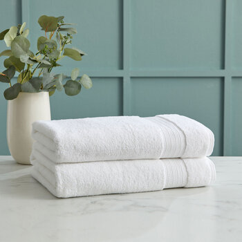 Grandeur 100% Hygro Cotton Bath Sheets, Pack of 2 in White