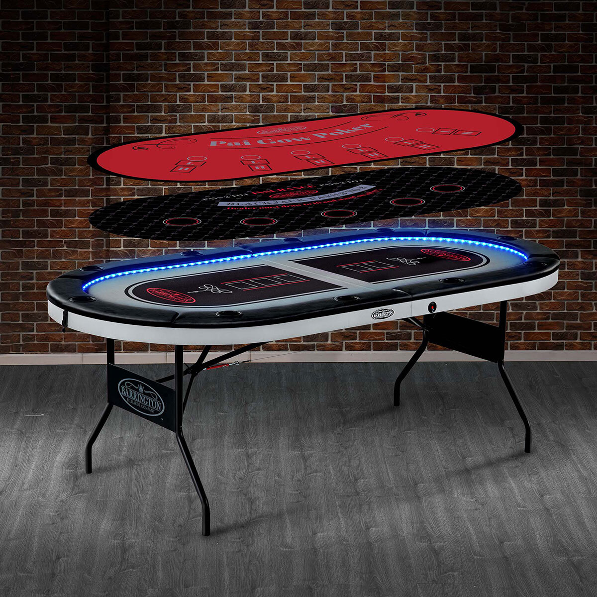 Barrington 10-Player Poker Table with LED Lights