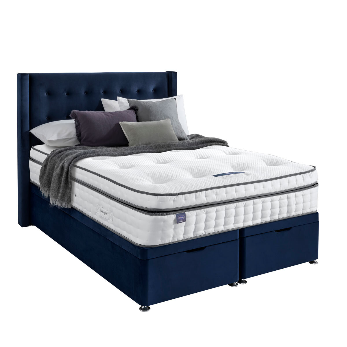 Silentnight Velvet Full ottoman divan in martime