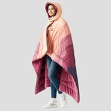 Weatherproof vintage outdoor blanke twith detachable hood in magenta