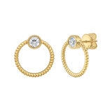 0.50ctw Round Brilliant Cut Diamond Circle Earrings, 18ct Yellow Gold