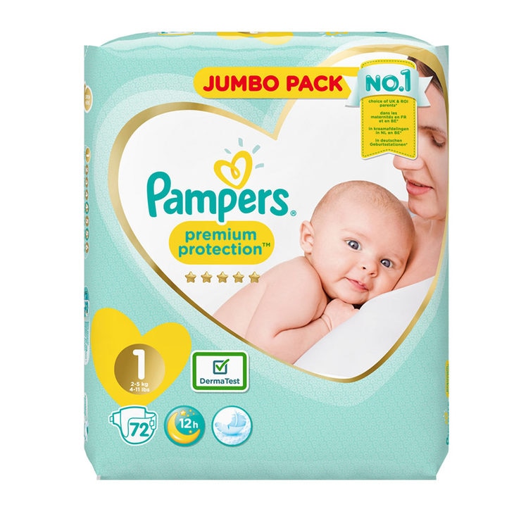 Pampers Premium Protection Nappies Size 1, 154 x 72 Jumbo Packs | Costco UK