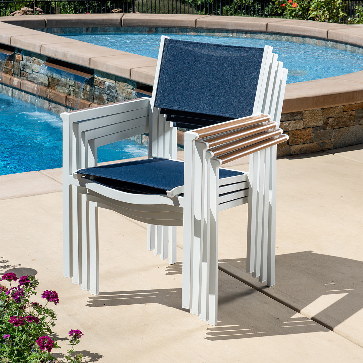 Santorini 6 Piece Sling Bistro Set + Umbrella | Costco UK