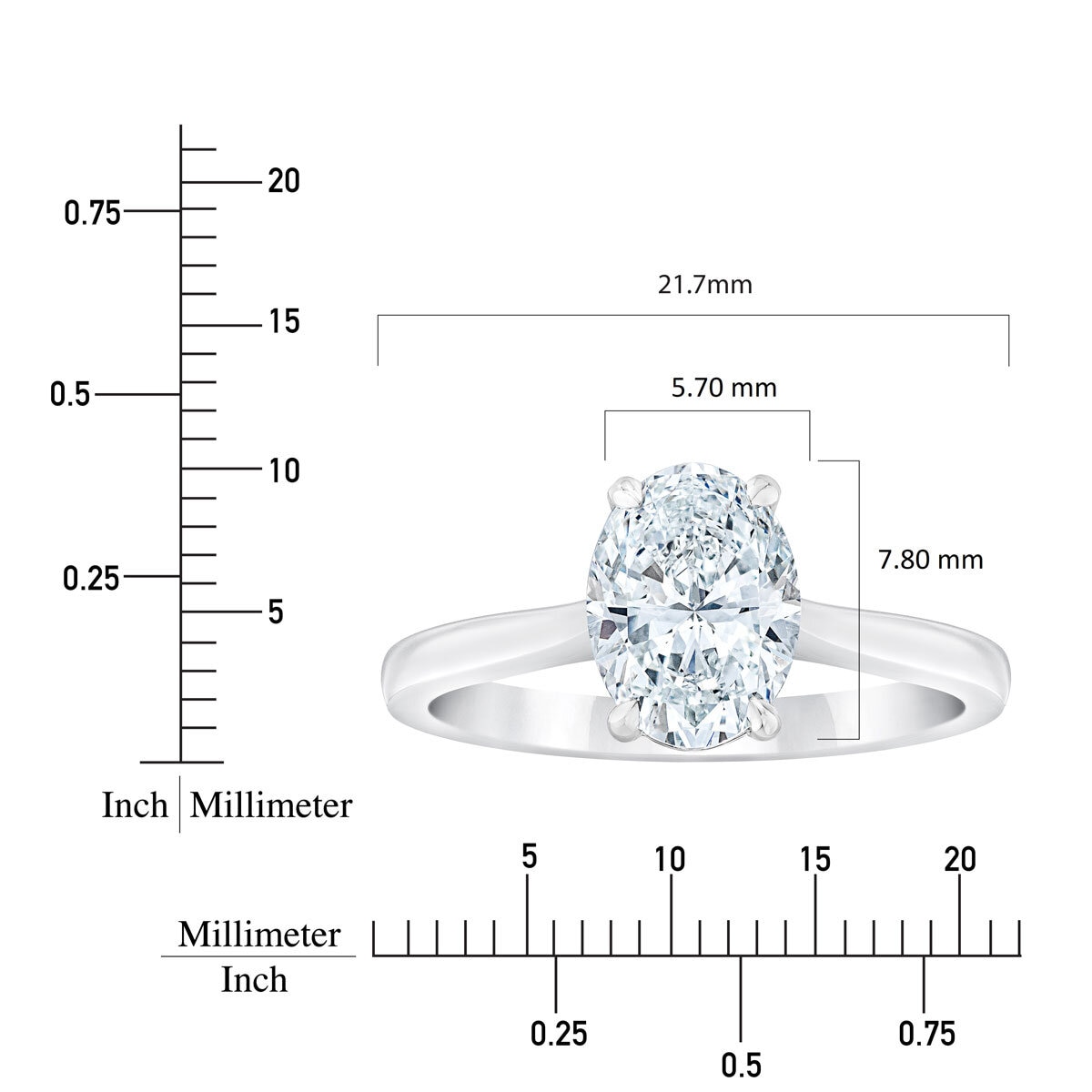 1.00ct Oval Cut Diamond Solitaire Ring, Platinum