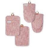 KitchenAid Chambray 4 Pack Pot Holder and Mini Mitt Set in Red