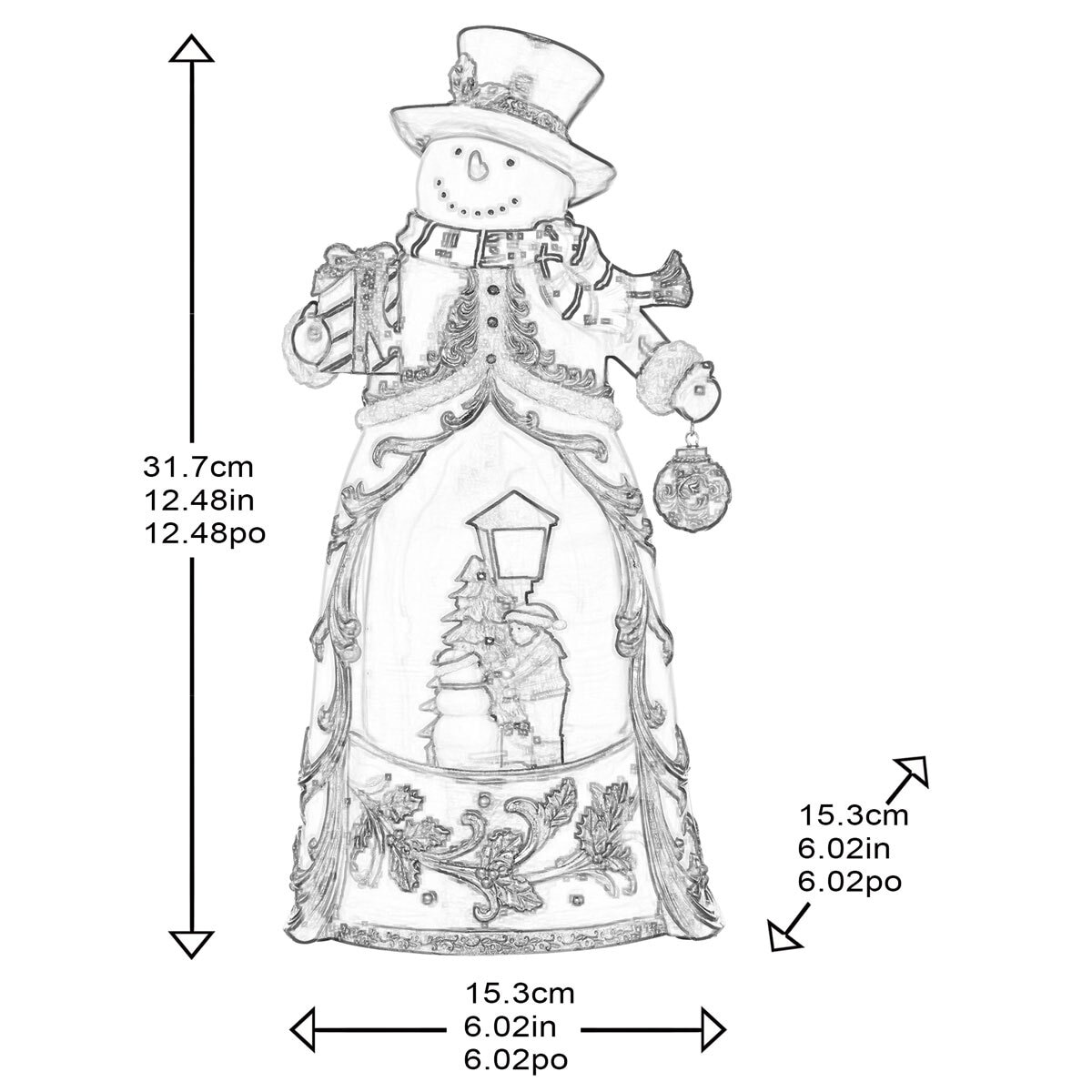 Buy Snowman with LED Globe Dimensions Image at Costco.co.uk