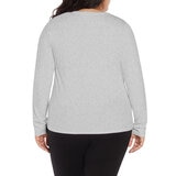 Three Dots Ladies Crew Top 2 Pack in White/Grey