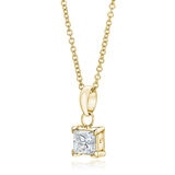 0.5ct Princess Cut Diamond Pendant, 18k Yellow Gold