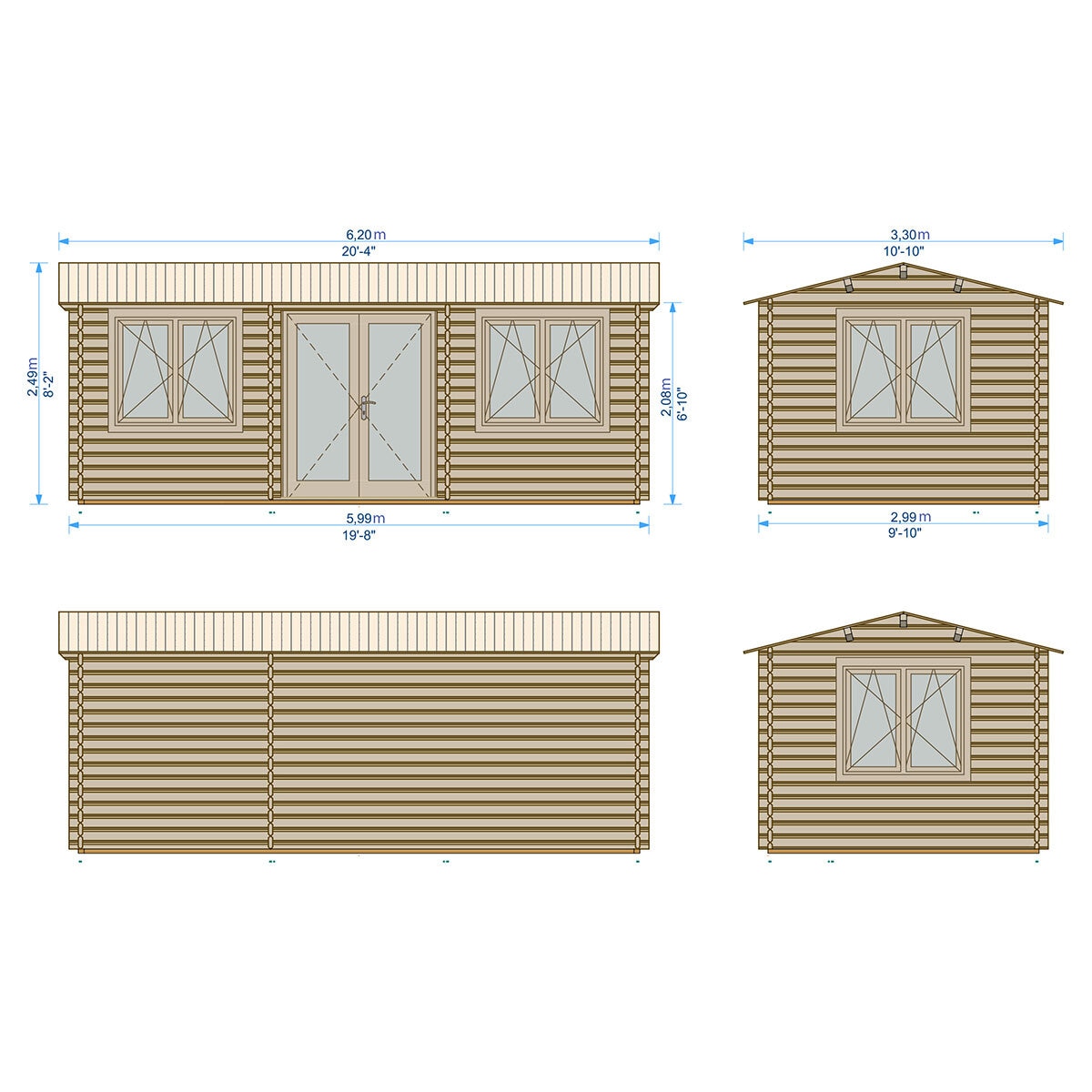 Delivered Shire Whinfell 44mm Log Cabin 20 x 10ft (6 x 3m) 