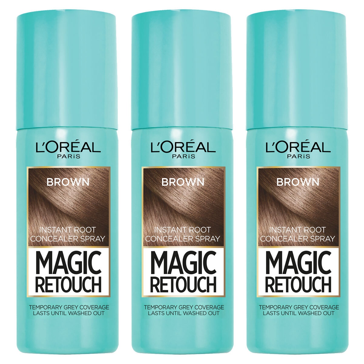 L'Oreal Magic Retouch Instant Root Concealer Spray, 3 x 75ml in Brown