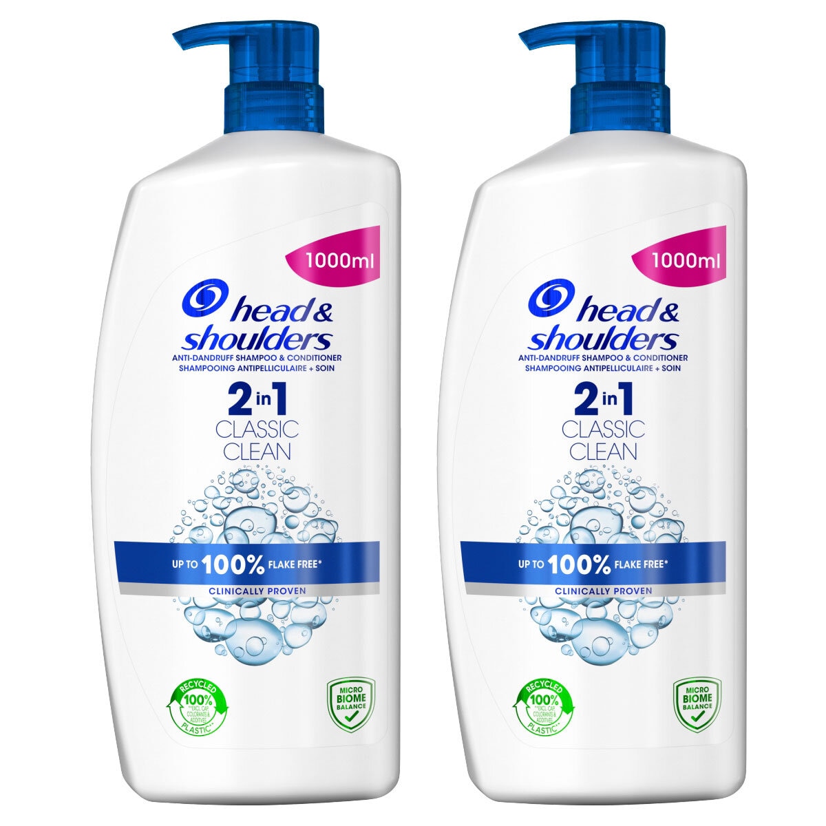 Head and Shoulders Classic Clean 2in1 Shampoo & Conditioner, 2 x 1L