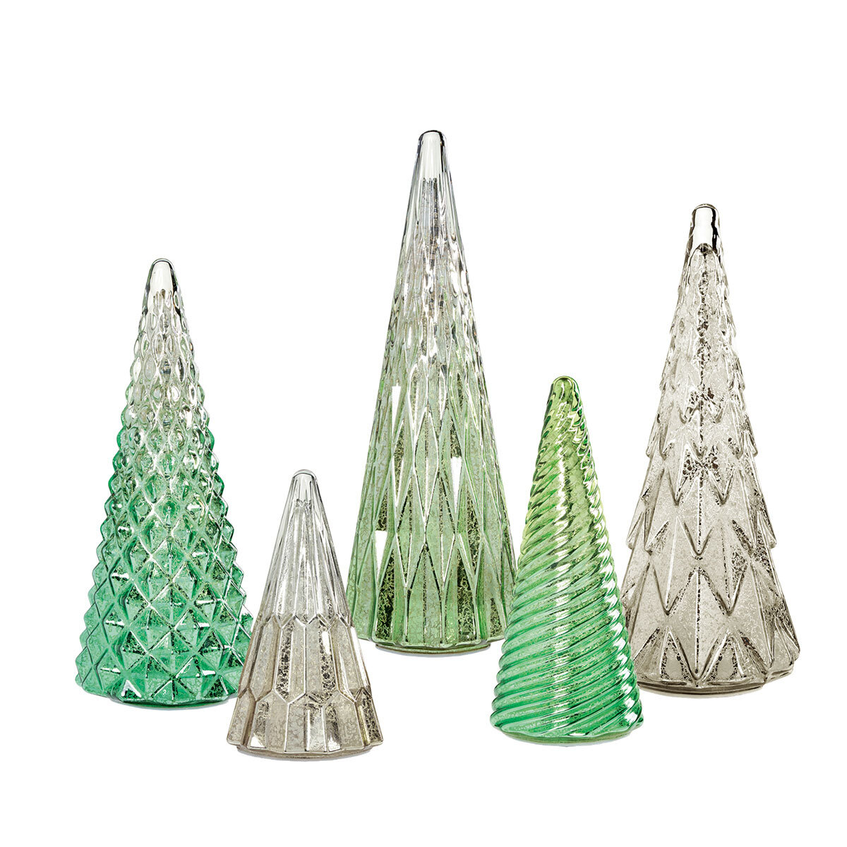 Buy Glass Trees 5 Pack Green Overview Image at Costco.co.uk