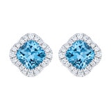 Blue Topaz & 0.27ctw Diamond Earrings, 14ct White Gold