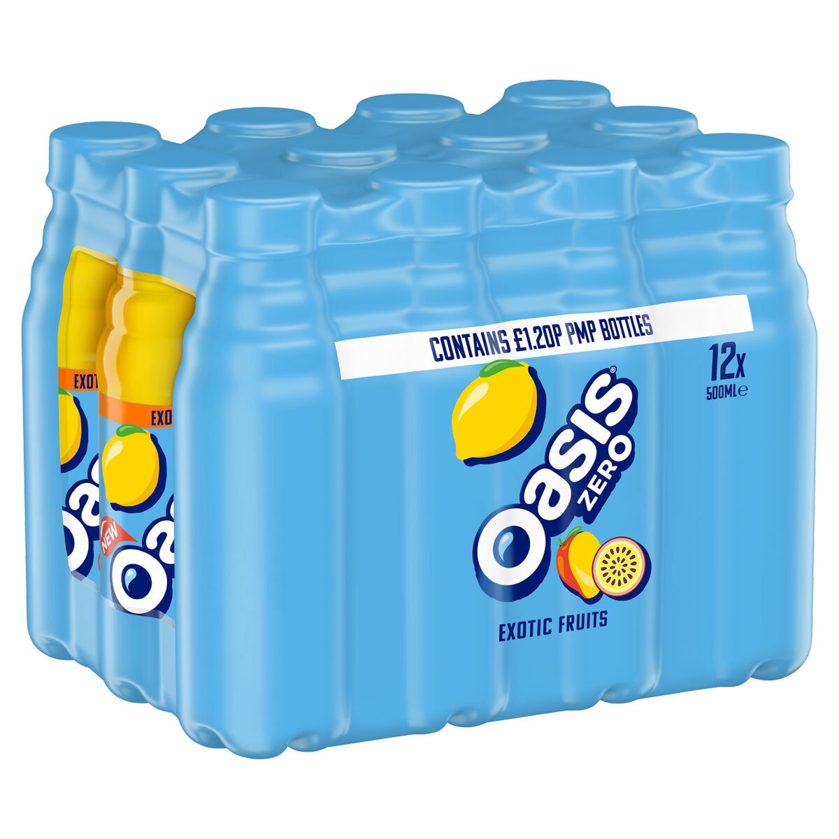 Oasis Zero Exotic Fruits PMP £1.20, 12 x 500ml