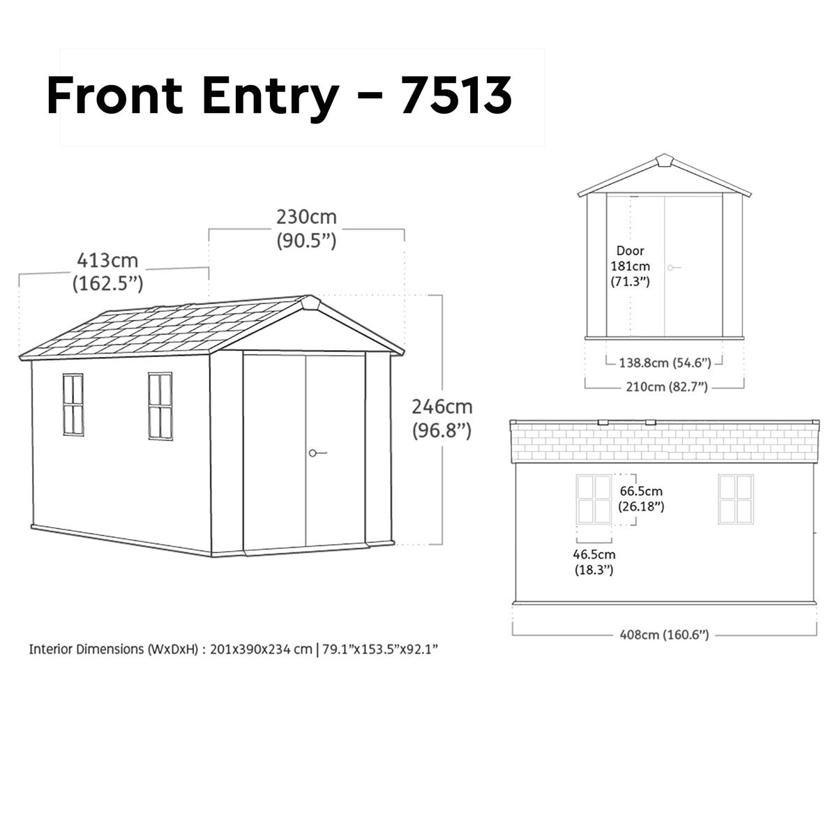 Keter Newton Plus 7ft 6" x 13ft 5" (2.3 x 4.1m) Storage Shed with Front Entry