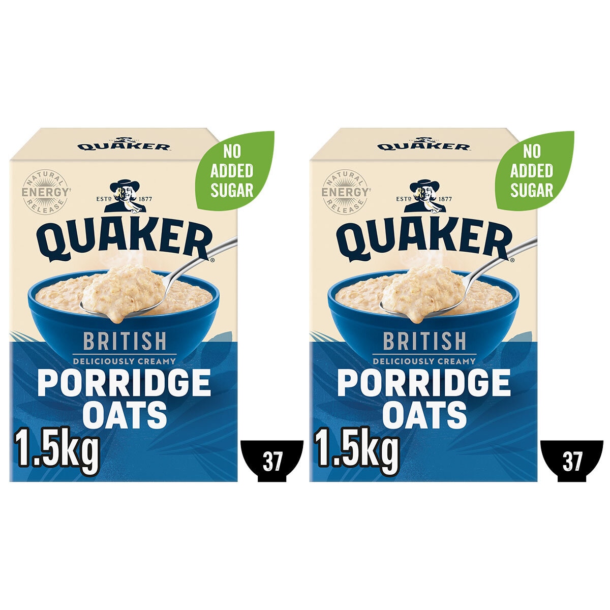 Quaker Rolled Oats, 2 x 1.5kg