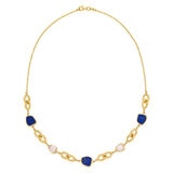 Lapis & Chalcedony Necklace, 14ct Yellow Gold