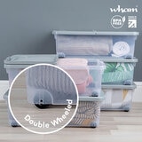 Wham 32 Litre Clear/Cool Grey Box with Wheels & Folding Lid - 5 Pack