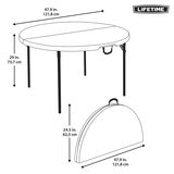 Lifetime 48" (4ft) Round Fold in Half Commercial Table in White Graphite