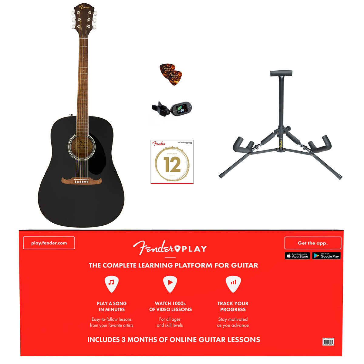 Fender FA-125 Acoustic Guitar in Satin Black