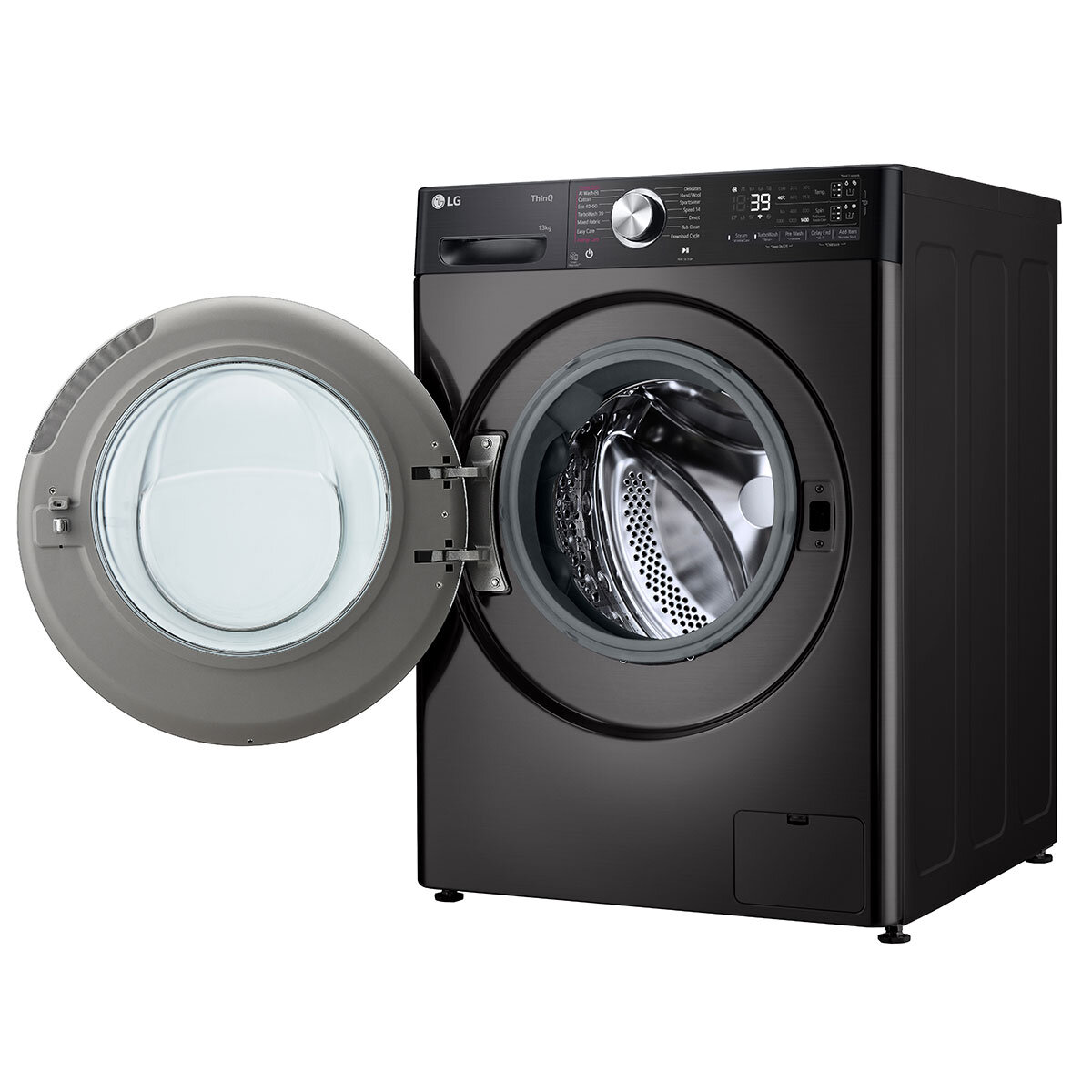 Drum open LG F4Y913BCTA1 WiFi-enabled 13 kg 1400 Spin Washing Machine, A Rated in Black
