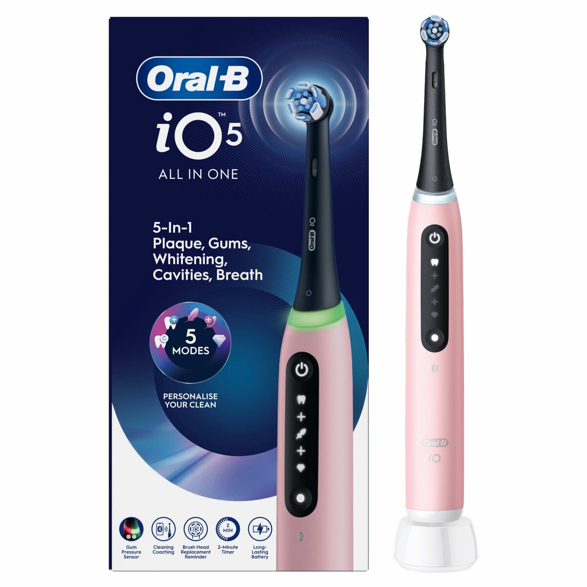 Image of io5 toothbrush in pink with box Image of io5 toothbrush in pink with box